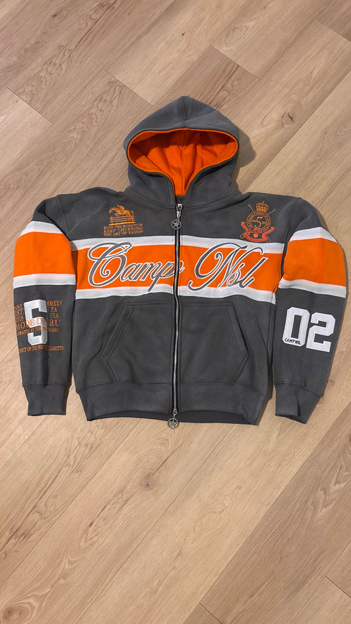 Orange Polo Down Zip-Up