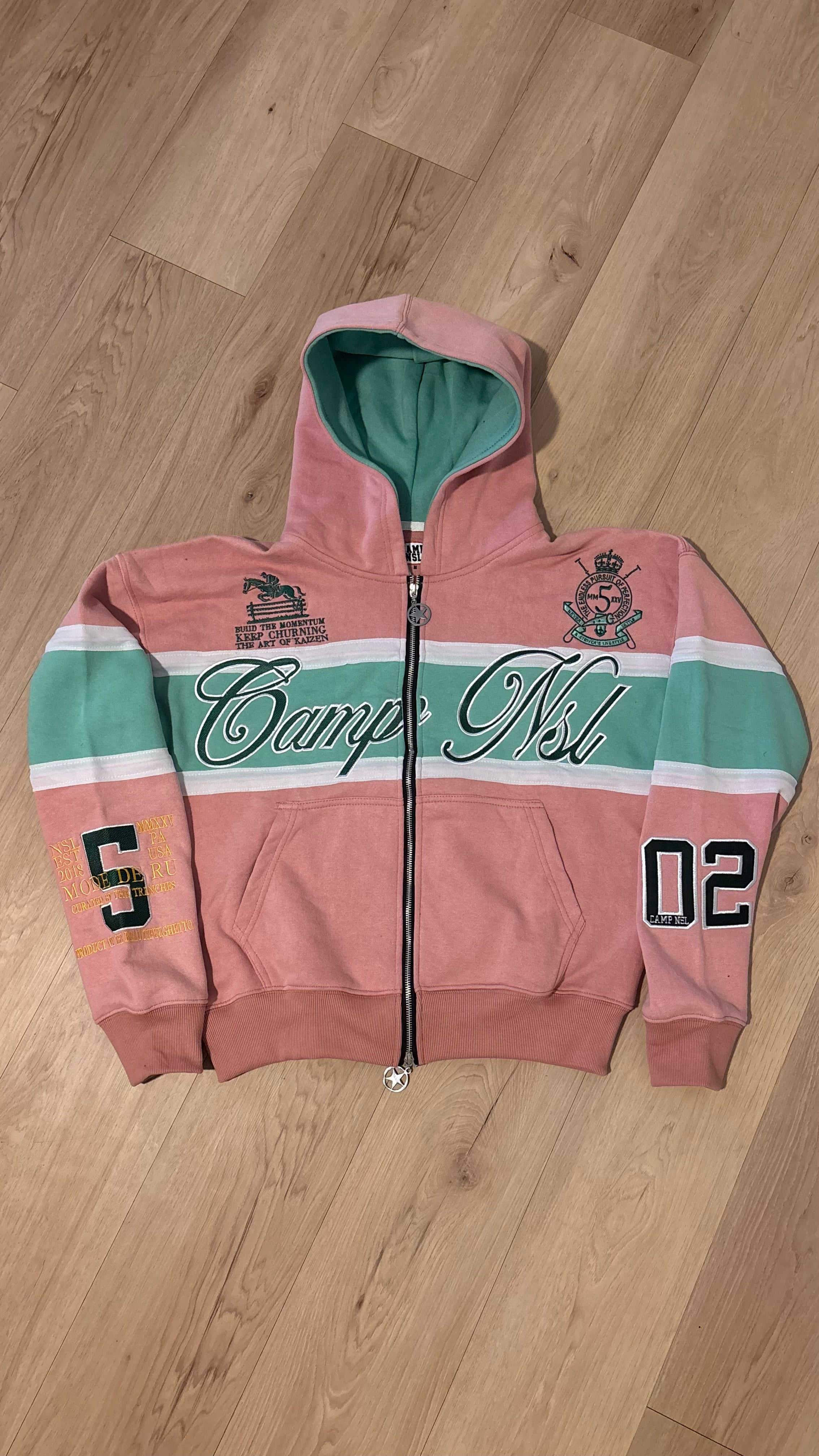 Salmon Polo Down Zip-Up