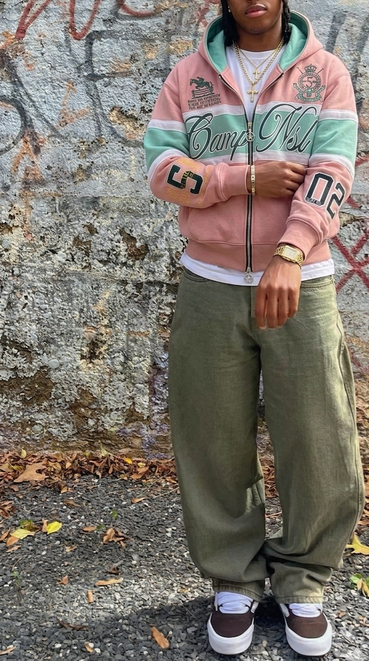 Salmon Polo Down Zip-Up