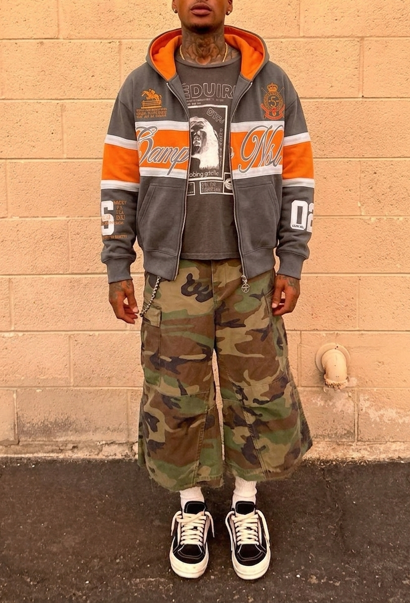 Orange Polo Down Zip-Up